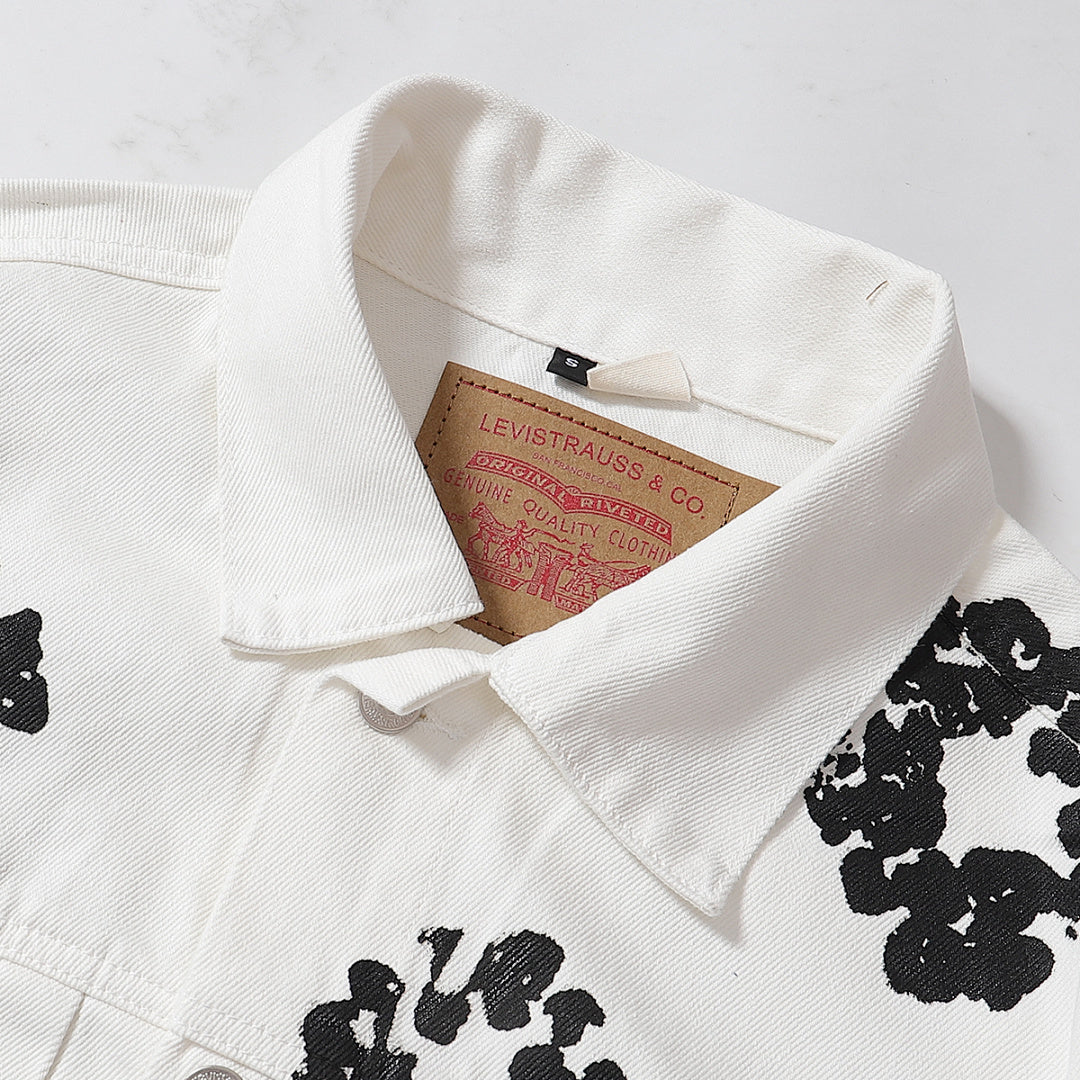 Denim Tears All‑Over Black Floral Print Streetwear Jacket