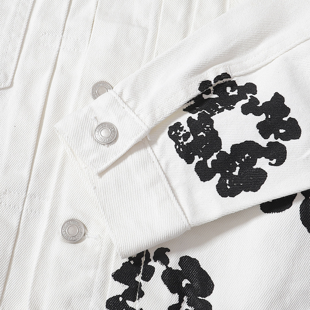 Denim Tears All‑Over Black Floral Print Streetwear Jacket