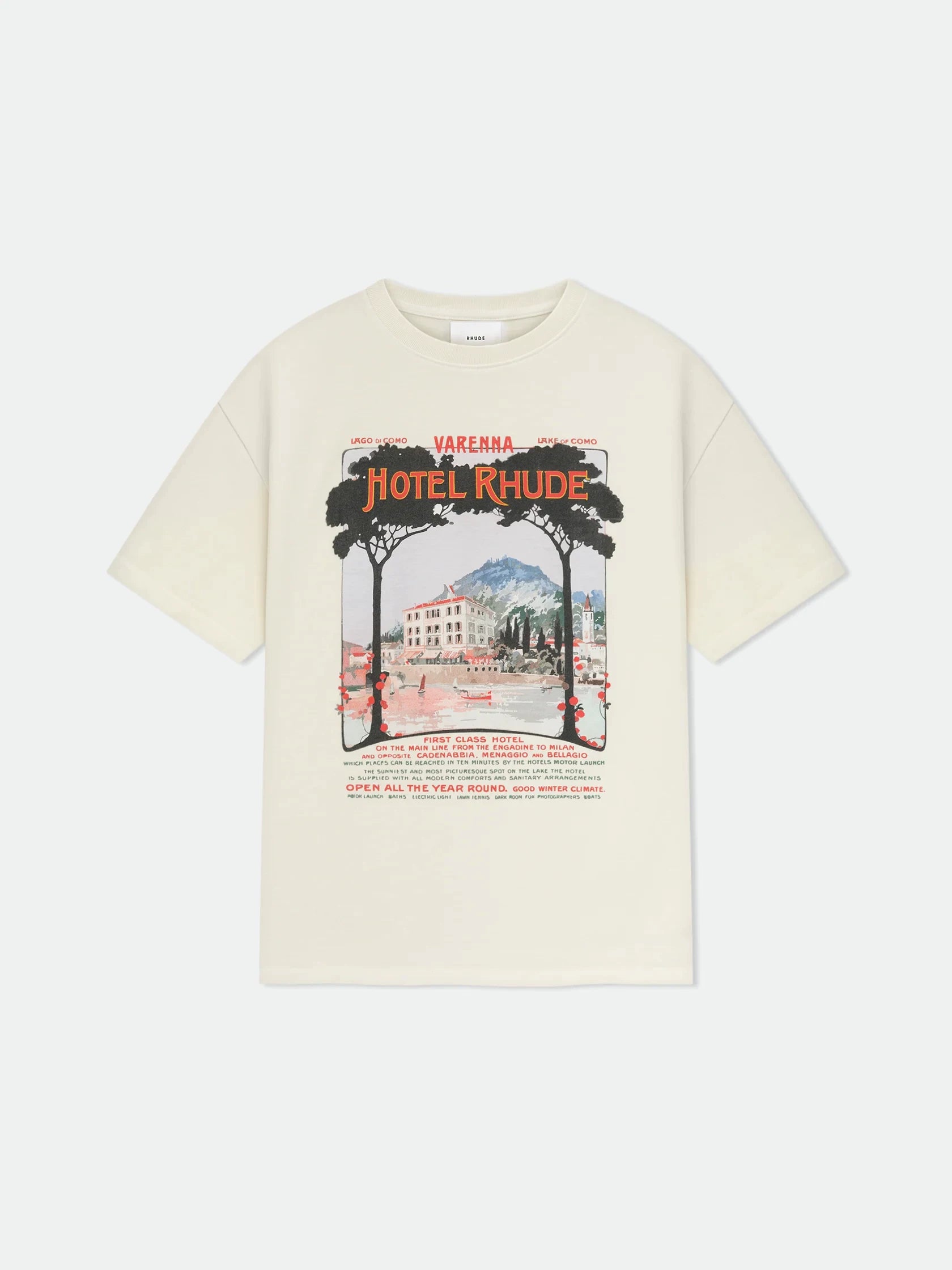 RHUDE letter printed 25S American retro printed short sleeved T-shirt for men and women, loose round neck street pure cotton top (23)
