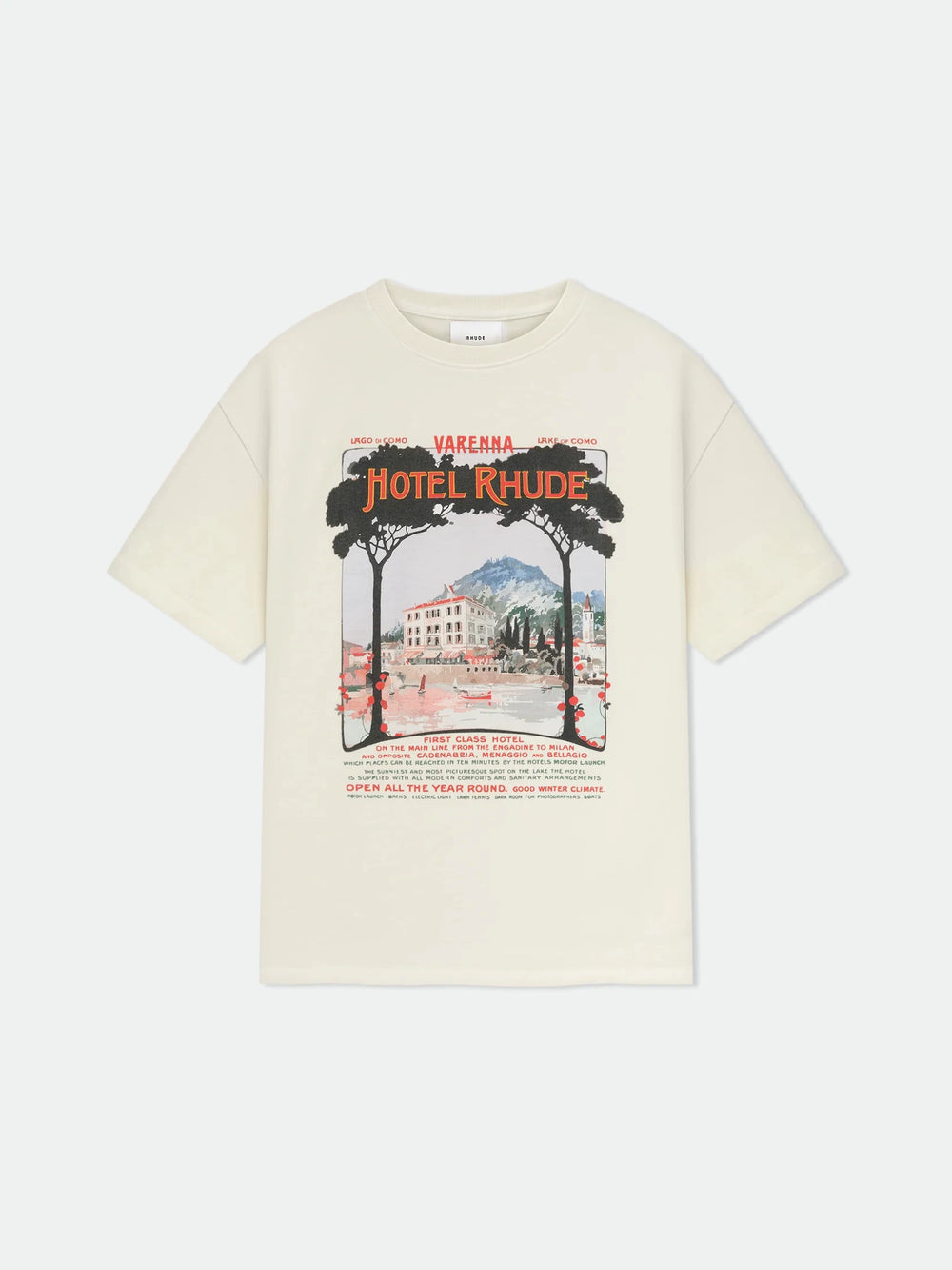 RHUDE letter printed 25S American retro printed short sleeved T-shirt for men and women, loose round neck street pure cotton top (23)