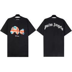 Correct version PALM short sleeved palm angel decapitated bear cartoon bear Angels butterfly print T-shirt men's and women's half sleeves (48)