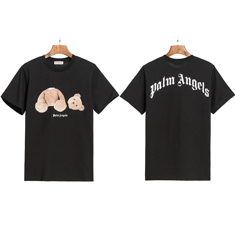 Correct version PALM short sleeved palm angel decapitated bear cartoon bear Angels butterfly print T-shirt men's and women's half sleeves (1)