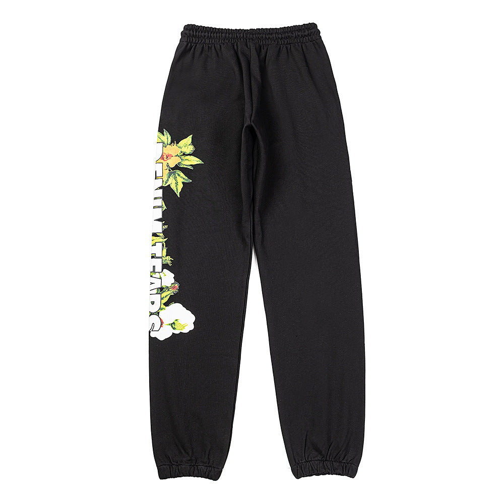 Denim Tears Black Floral Graphic Print Jogger Sweatpants