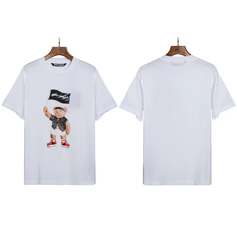Correct version PALM short sleeved palm angel decapitated bear cartoon bear Angels butterfly print T-shirt men's and women's half sleeves (59)