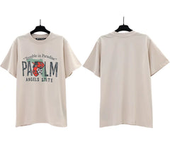 Correct version PALM short sleeved palm angel decapitated bear cartoon bear Angels butterfly print T-shirt men's and women's half sleeves (75)