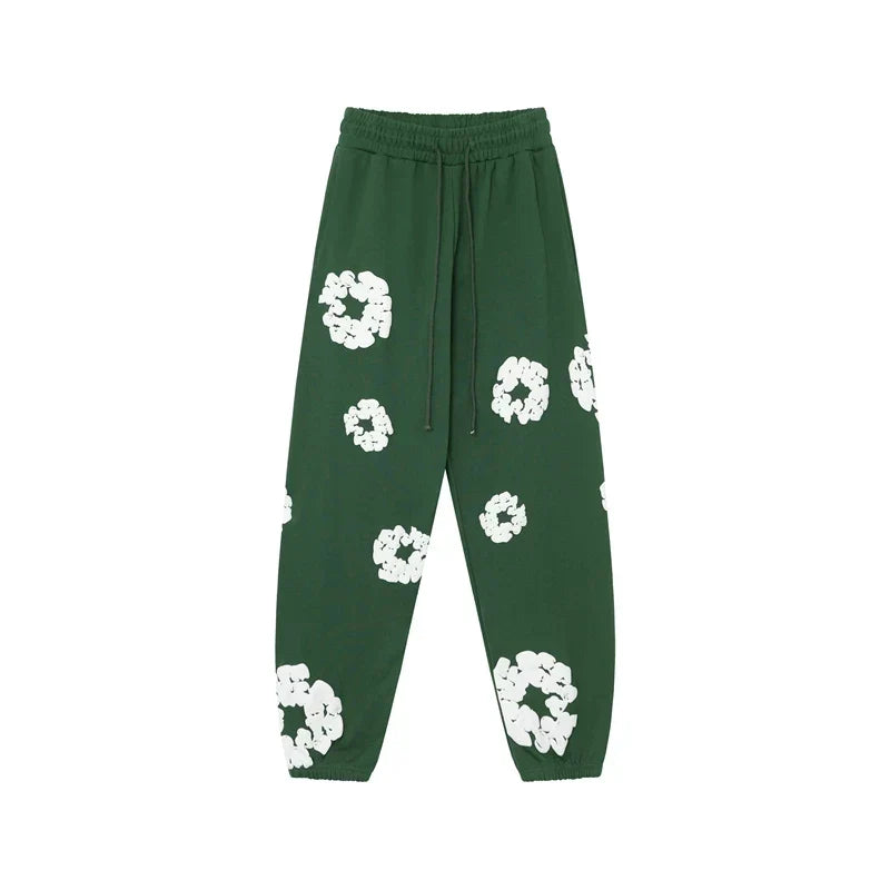 Denim Tears Cotton Wreath Graphic Sweatpants - Forest Green / Relaxed Streetwear Fit