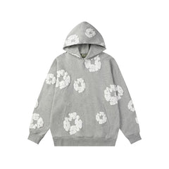 Denim Tears Cotton Wreath Graphic Hoodie - Heather Grey / Relaxed Streetwear Fit