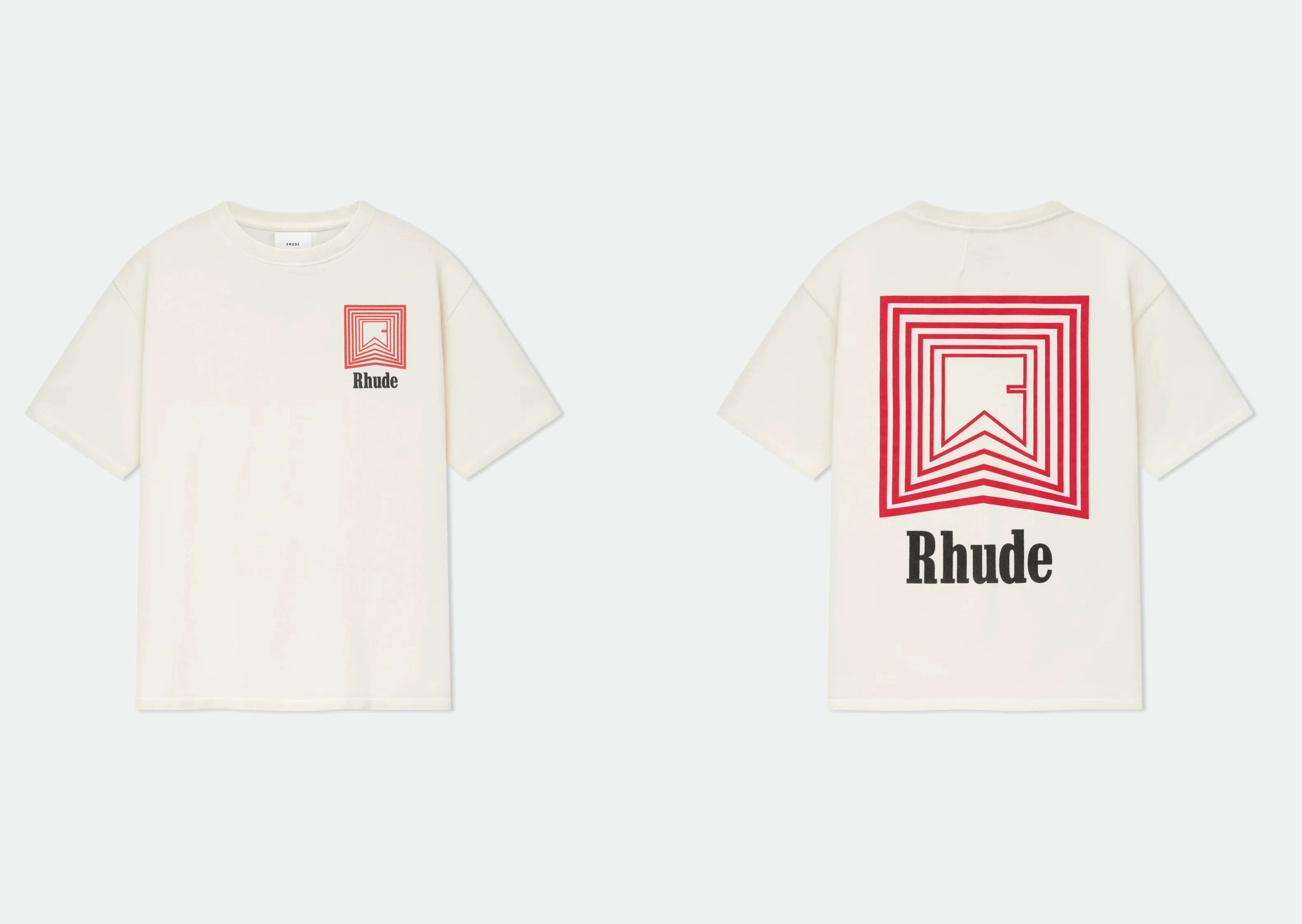 RHUDE letter printed 25S American retro printed short sleeved T-shirt for men and women, loose round neck street pure cotton top (10)