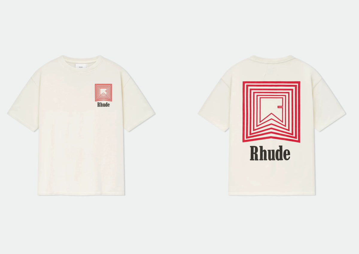 RHUDE letter printed 25S American retro printed short sleeved T-shirt for men and women, loose round neck street pure cotton top (10)