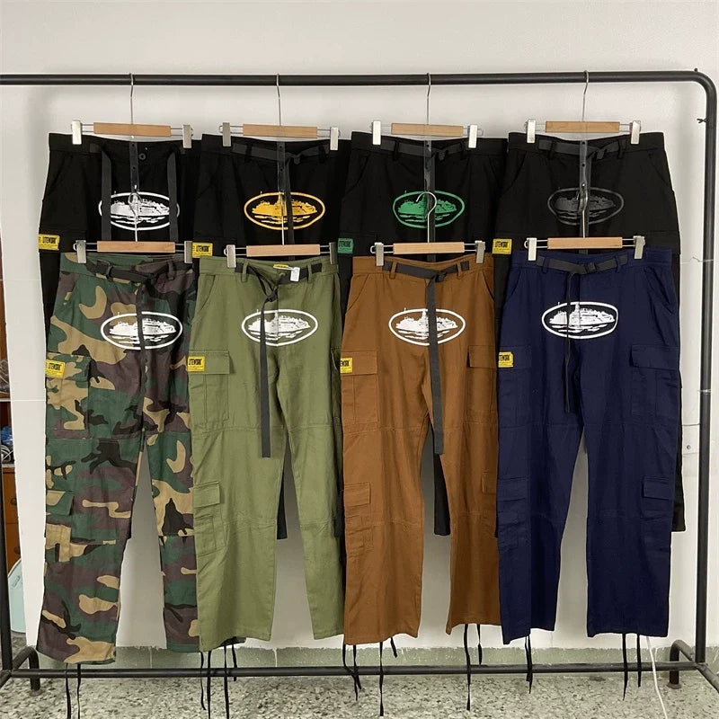Corteiz American high street fashion brand men's outdoor sports and leisure loose multi pocket camouflage workwear pants FOG