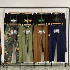 Corteiz American high street fashion brand men's outdoor sports and leisure loose multi pocket camouflage workwear pants FOG