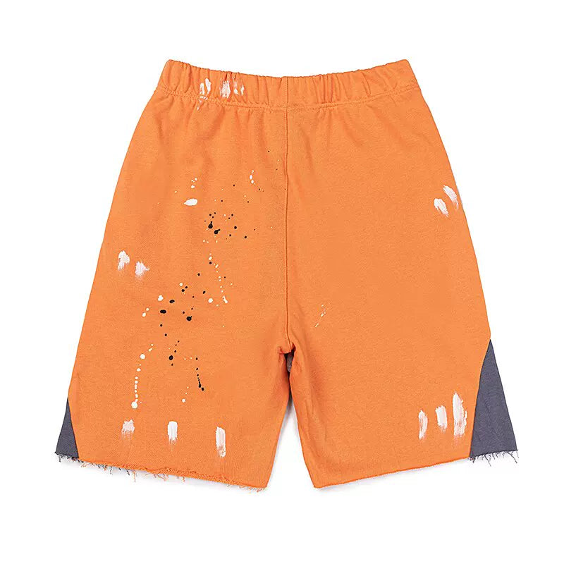 GALLERY DEPT Splicing Ink Splashing Tearing Edge Destruction Shorts Summer Cotton Loose Men's and Women's Casual Pentagram Pants Trendy