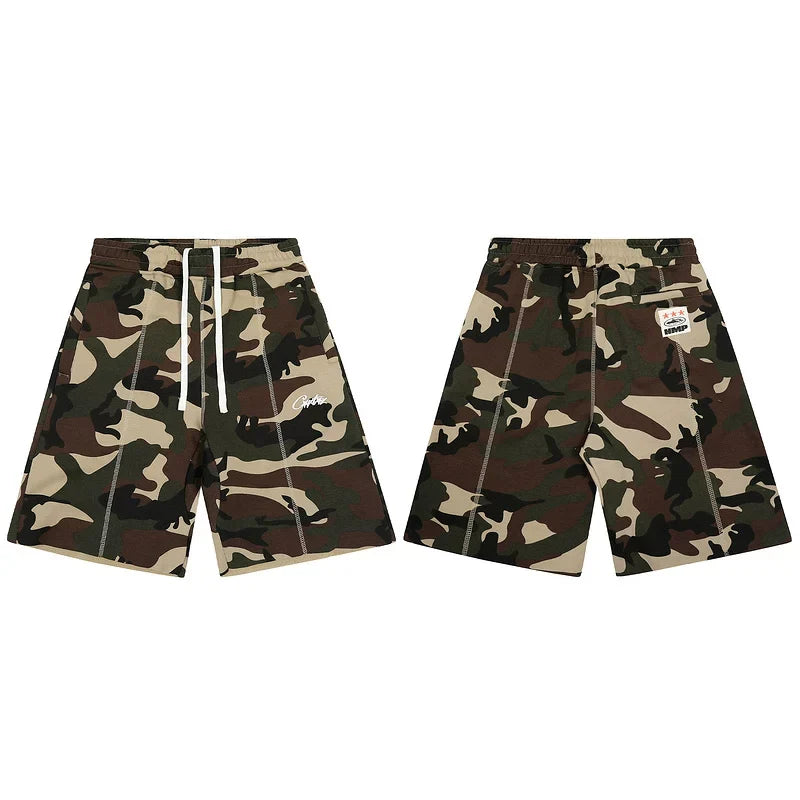 Corteiz shorts American high street fashion brand summer sports and leisure embroidered letter camouflage five quarter shorts for men