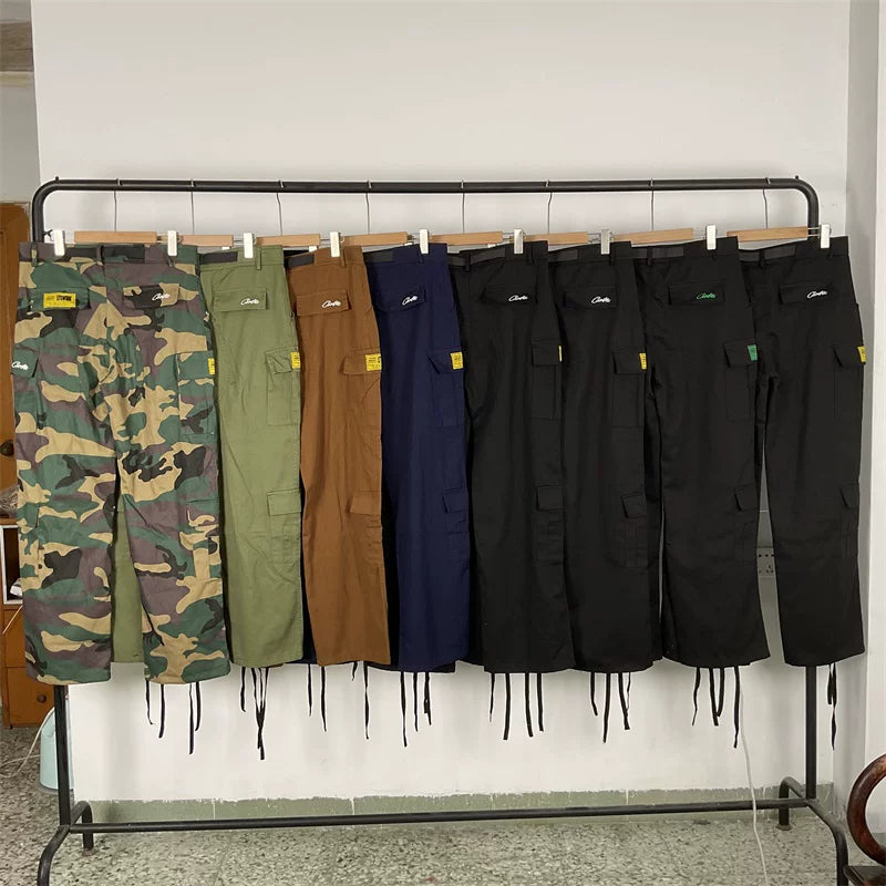Corteiz American high street fashion brand men's outdoor sports and leisure loose multi pocket camouflage workwear pants FOG