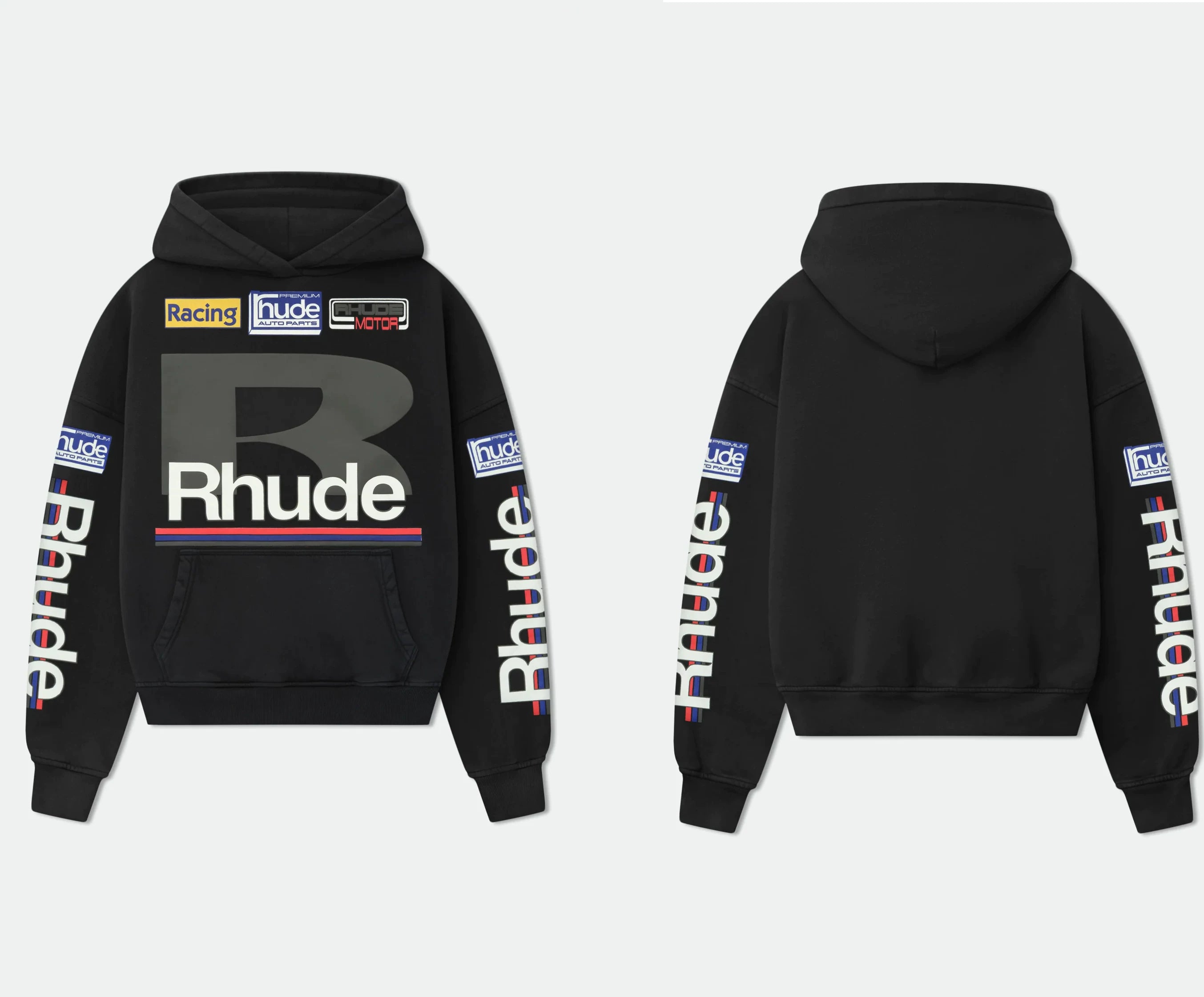 RHUDE美式复古字母印花连帽卫衣男女宽松休闲百搭情侣外套上衣潮 (3)