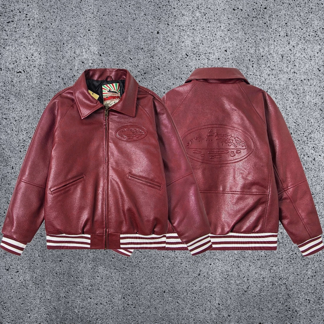 High version Corteiz Devil's Island American street Pu leather jacket cotton coat Western motorcycle trend Crtz jacket jacket (3)