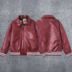 High version Corteiz Devil's Island American street Pu leather jacket cotton coat Western motorcycle trend Crtz jacket jacket (3)