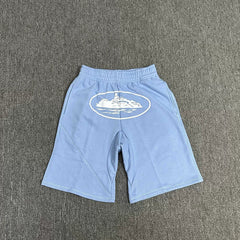 Corteiz Alcatraz Island Meichao High Street Summer Loose Sports and Leisure Heavy Cotton Five-Criss Shorts Fog (1)