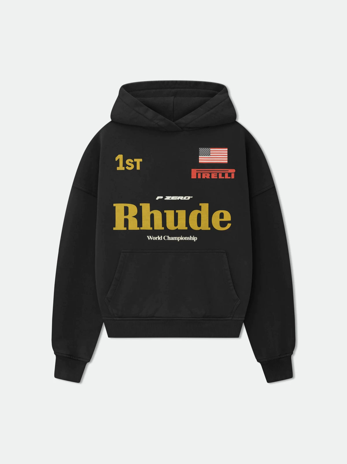 RHUDE美式复古字母印花连帽卫衣男女宽松休闲百搭情侣外套上衣潮 (1)