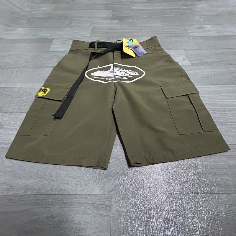 Corteiz Oval Logo Cargo Shorts Multi‑Colors