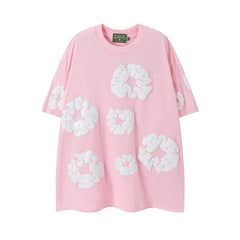 Denim Tears Cotton Wreath Graphic T-Shirt - Pink / Oversized US Streetwear