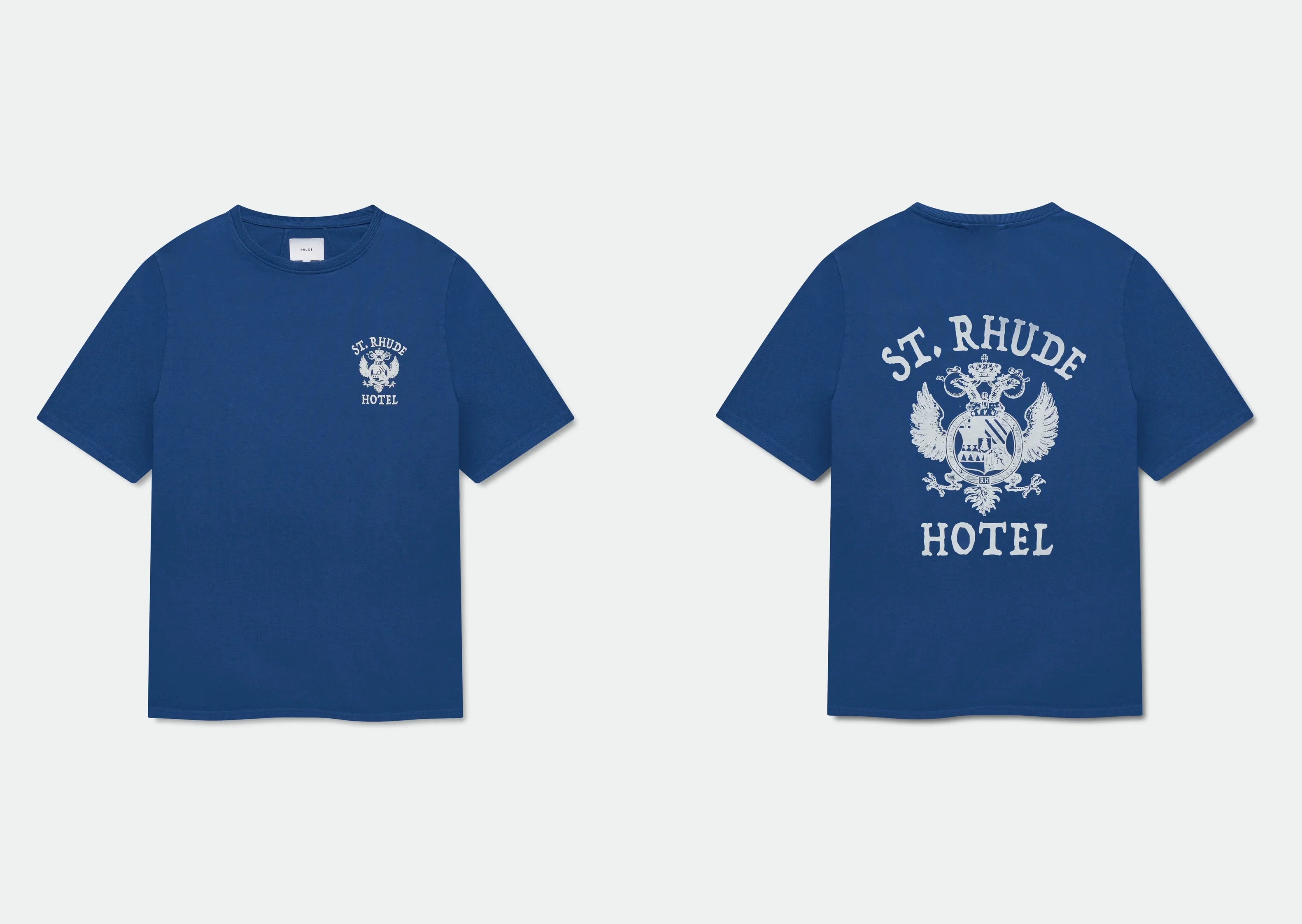 RHUDE letter printed 25S American retro printed short sleeved T-shirt for men and women, loose round neck street pure cotton top (9)