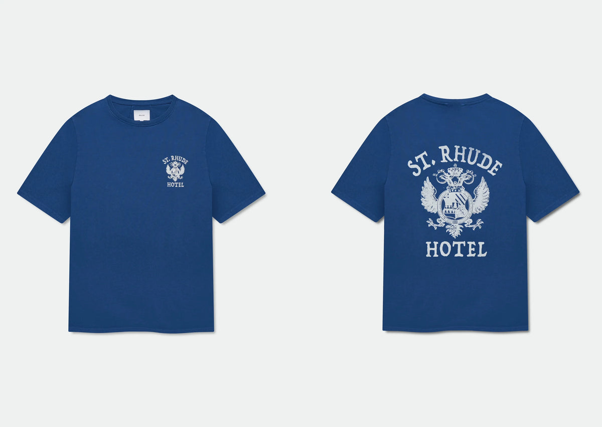 RHUDE letter printed 25S American retro printed short sleeved T-shirt for men and women, loose round neck street pure cotton top (9)