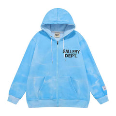 GALLERY DEPT秋季新款扎染拉炼开衫厚棉T高街复古纯棉宽松连帽外套 (1)