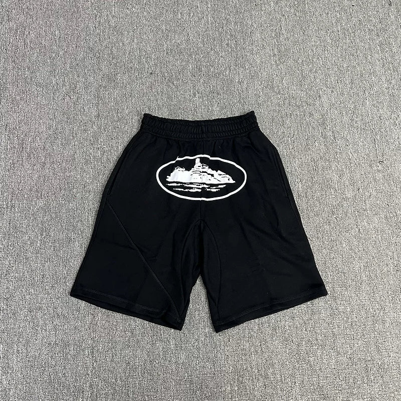 Corteiz Alcatraz Island Meichao High Street Summer Loose Sports and Leisure Heavy Cotton Five-Criss Shorts Fog (4)