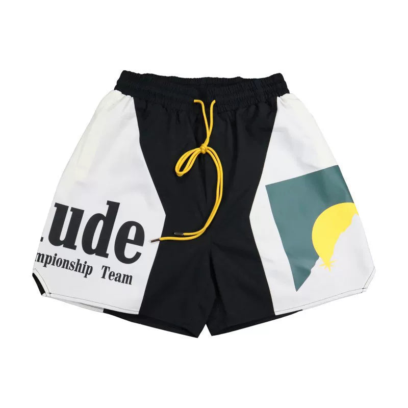 RHUDE shorts Marlboro fog high street trendy brand drawstring 3m letter reflective hip-hop beach five point basketball pants for men (18)