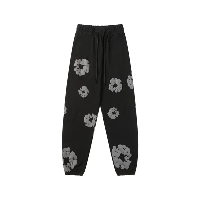 Denim Tears Cotton Wreath Graphic Sweatpants - Black / Stealth Edition