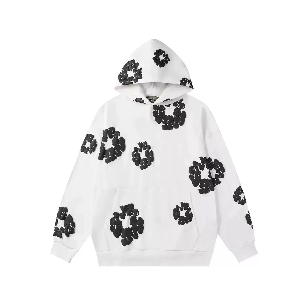 "Denim Tears" White/Black Floral Pattern Full-Zip Hoodie