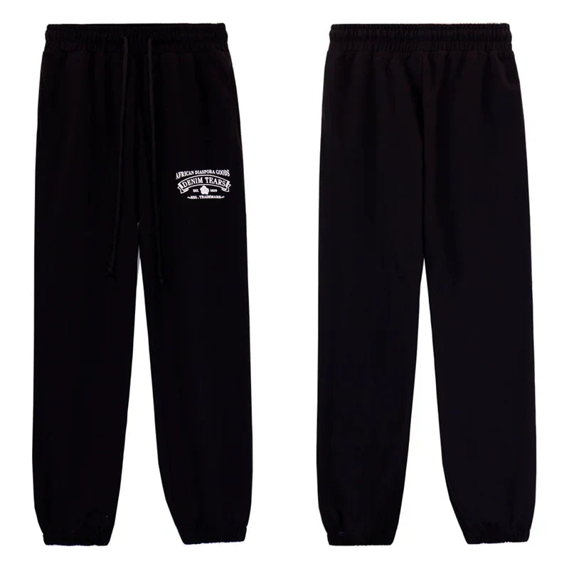 Denim Tears Black Mini Embroidery Drawstring Jogger Pants