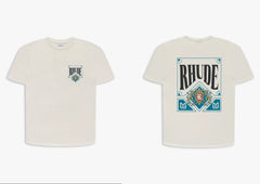 RHUDE letter printed 25S American retro printed short sleeved T-shirt for men and women, loose round neck street pure cotton top (29)