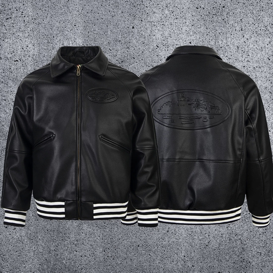 High version Corteiz Devil's Island American street Pu leather jacket cotton coat Western motorcycle trend Crtz jacket jacket (1)