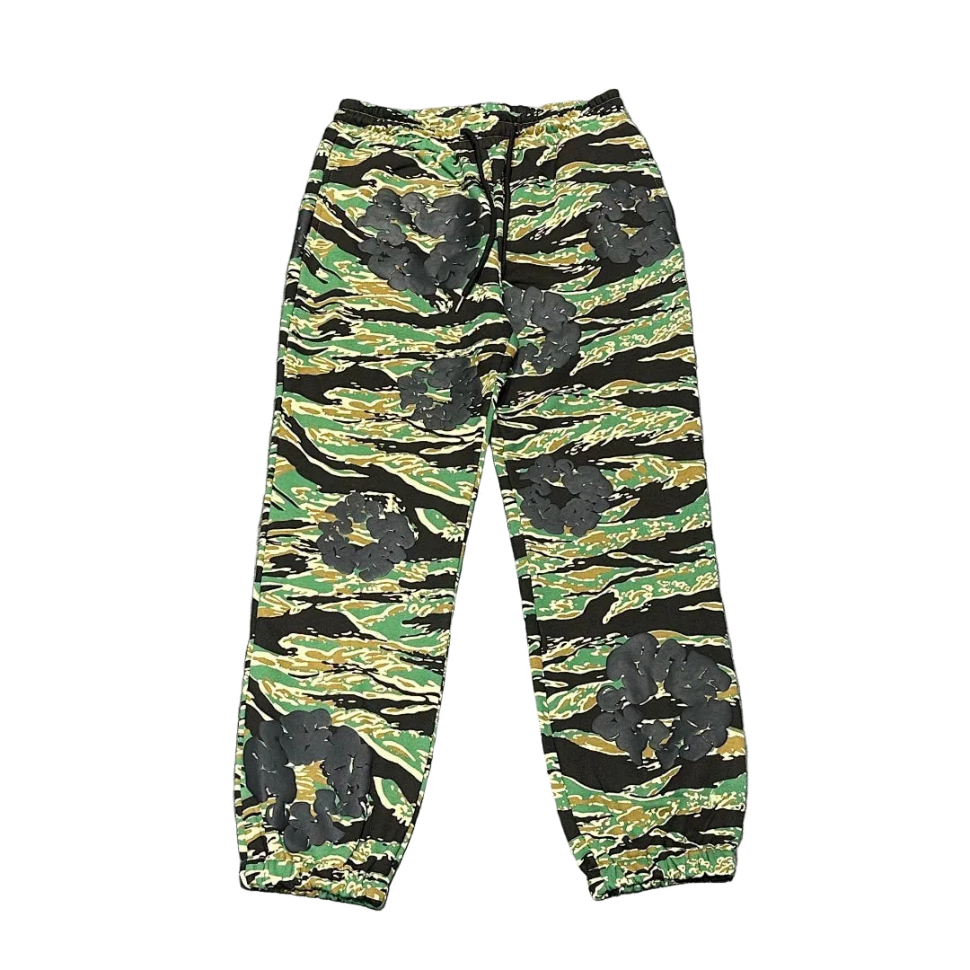"Denim Tears" Green Camo Floral Pattern Oversized Sweatpants