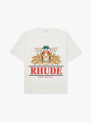 RHUDE letter printed 25S American retro printed short sleeved T-shirt for men and women, loose round neck street pure cotton top (14)