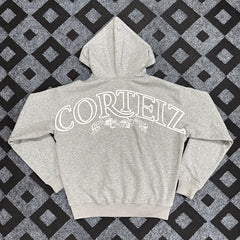 Corteiz Hoodie Fashion High Street Autumn/Winter Casual Letter Logo Printed Velvet Cardigan Hooded Sweatshirt for Men (1)