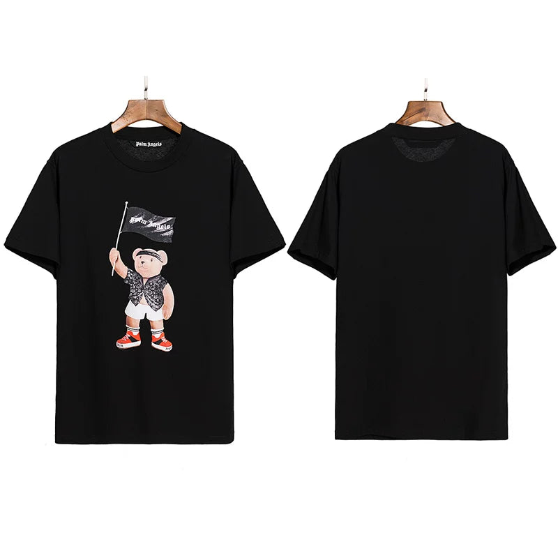 Correct version PALM short sleeved palm angel decapitated bear cartoon bear Angels butterfly print T-shirt men's and women's half sleeves (58)