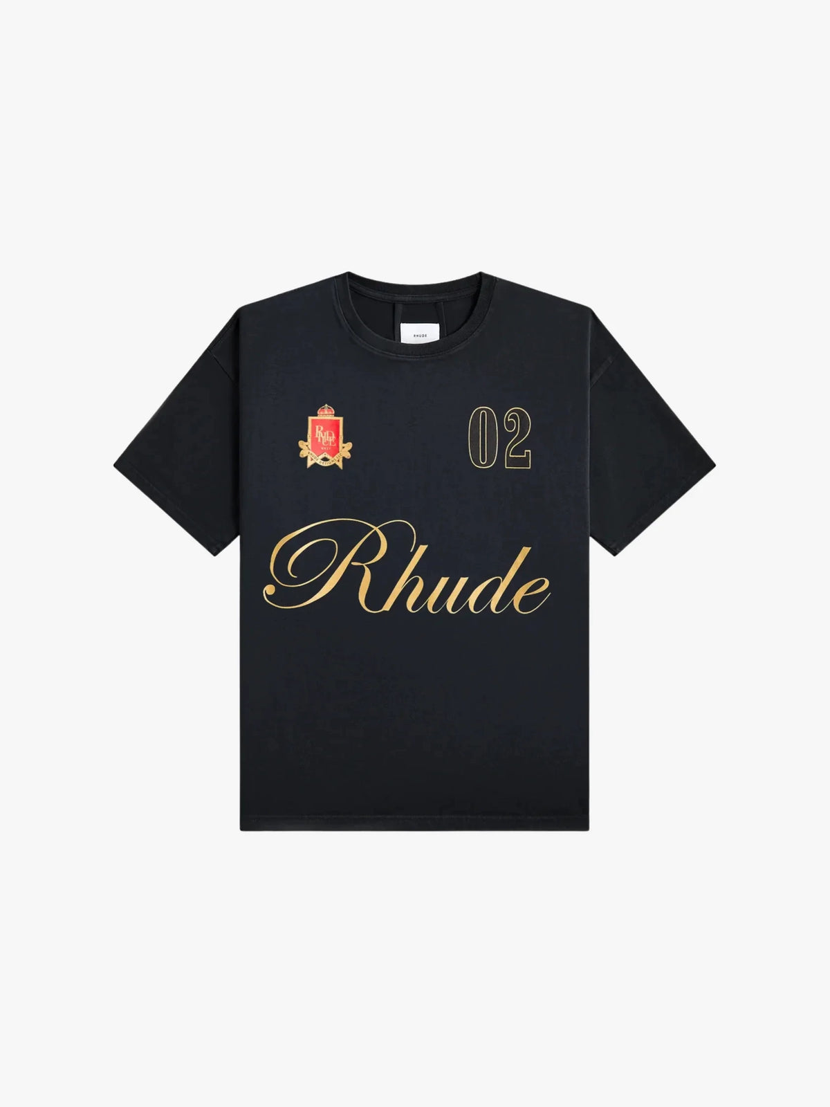 RHUDE letter printed 25S American retro printed short sleeved T-shirt for men and women, loose round neck street pure cotton top (7)