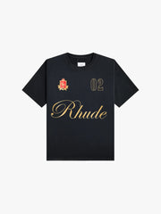 RHUDE letter printed 25S American retro printed short sleeved T-shirt for men and women, loose round neck street pure cotton top (7)