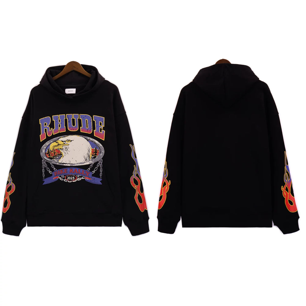 RHUDE美式复古字母印花连帽卫衣男女宽松休闲百搭情侣外套上衣潮 (13)
