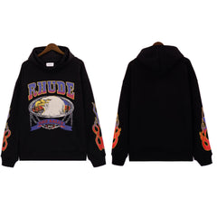 RHUDE美式复古字母印花连帽卫衣男女宽松休闲百搭情侣外套上衣潮 (13)