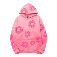 "Denim Tears" Pink Floral Pattern Oversized Hoodie
