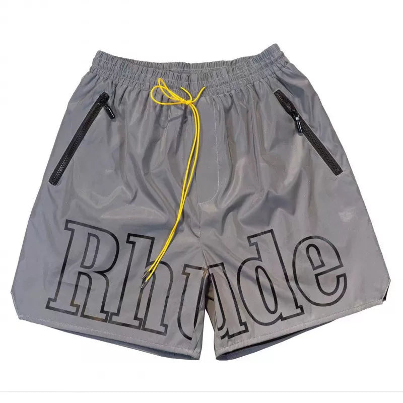 RHUDE shorts Marlboro fog high street trendy brand drawstring 3m letter reflective hip-hop beach five point basketball pants for men (8)