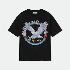 RHUDE letter printed 25S American retro printed short sleeved T-shirt for men and women, loose round neck street pure cotton top (1)