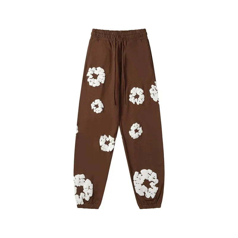 Denim Tears Cotton Wreath Graphic Sweatpants - Brown / Relaxed Streetwear Fit