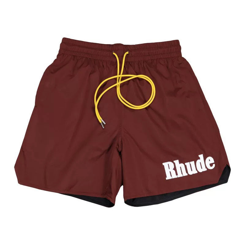 RHUDE shorts Marlboro fog high street trendy brand drawstring 3m letter reflective hip-hop beach five point basketball pants for men (23)
