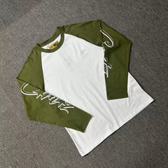 Corteiz Devil's Island European and American Trendy Brand High Street Men's and Women's Splicing Color Contrasting Pure Cotton Bottom Shirt with Shoulder Sleeve Long Sleeve T-shirt (2)