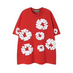 Denim Tears Cotton Wreath Graphic T-Shirt - Red / Oversized Streetwear